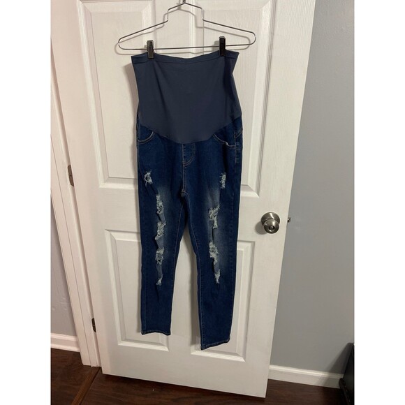 Maacie Over Belly Skinny Ripped Maternity Jeans Size M New With Tags - Picture 3 of 9